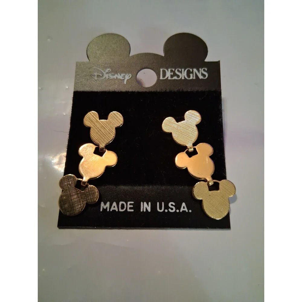 Vintage Disney Designs Gold Tone Triple Mickey Mouse Cascade Dangle...